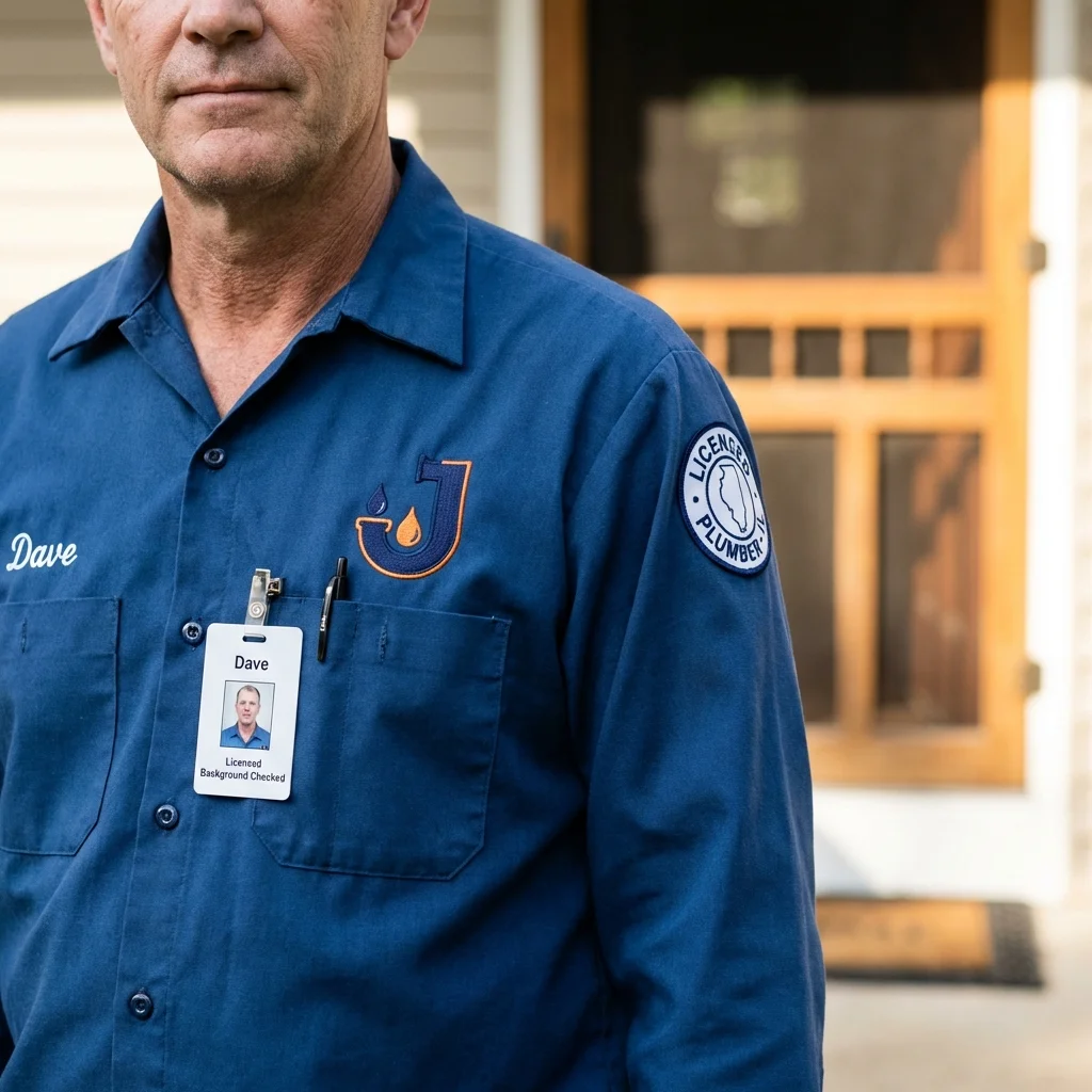 Licensed plumber showing ID badge in Wiley Ford, WV