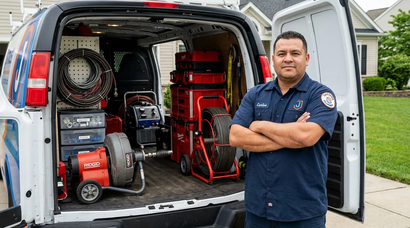 Professional drain cleaning equipment and Johns Plumbing LLC plumber in Wiley Ford