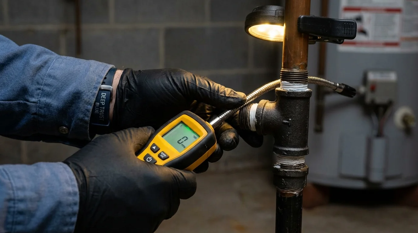 Gas leak detection with electronic sniffer by Johns Plumbing LLC in Wiley Ford